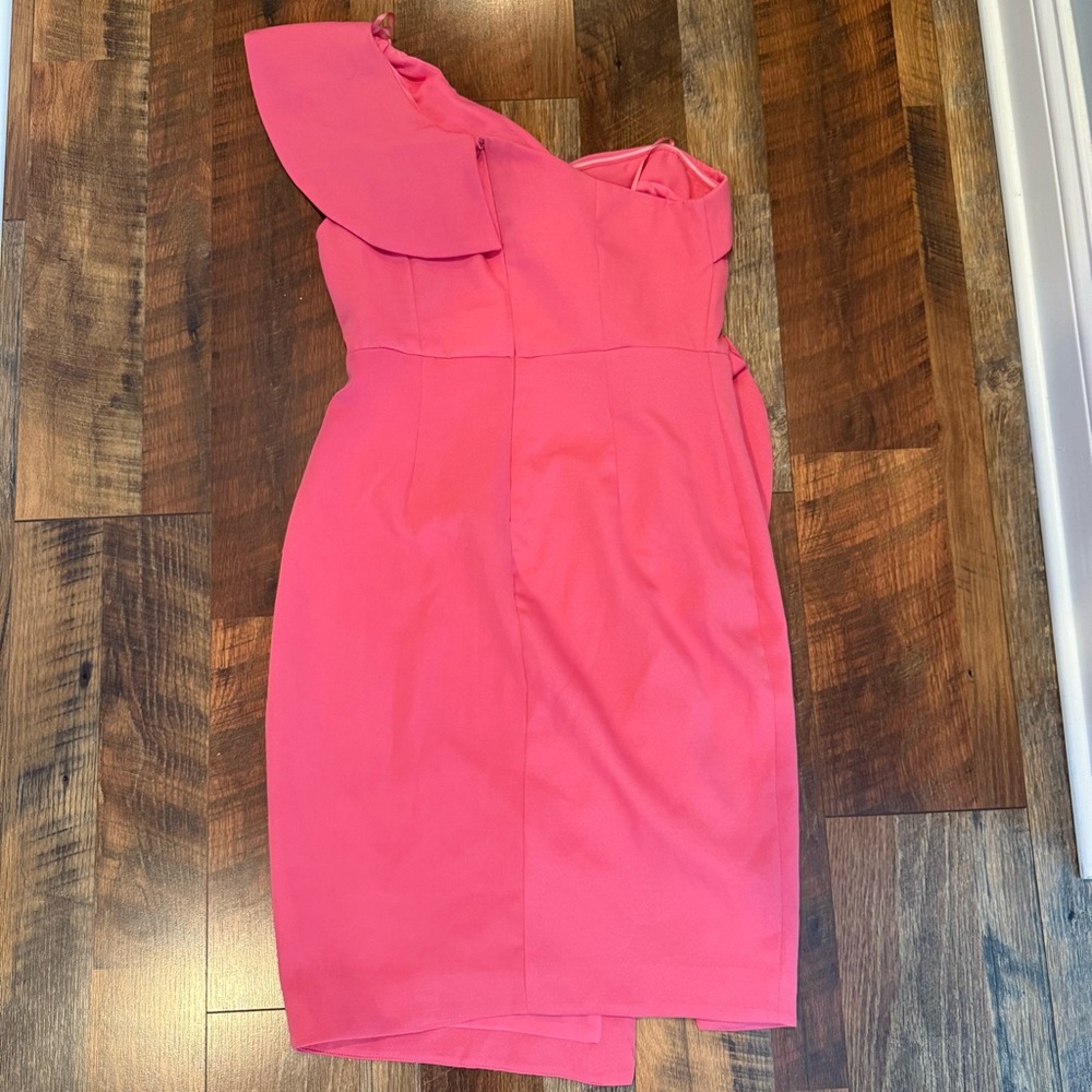 DO+BE One-Shoulder Ruffle Bodycon Dress in Hot Pink - Picture 2 of 4
